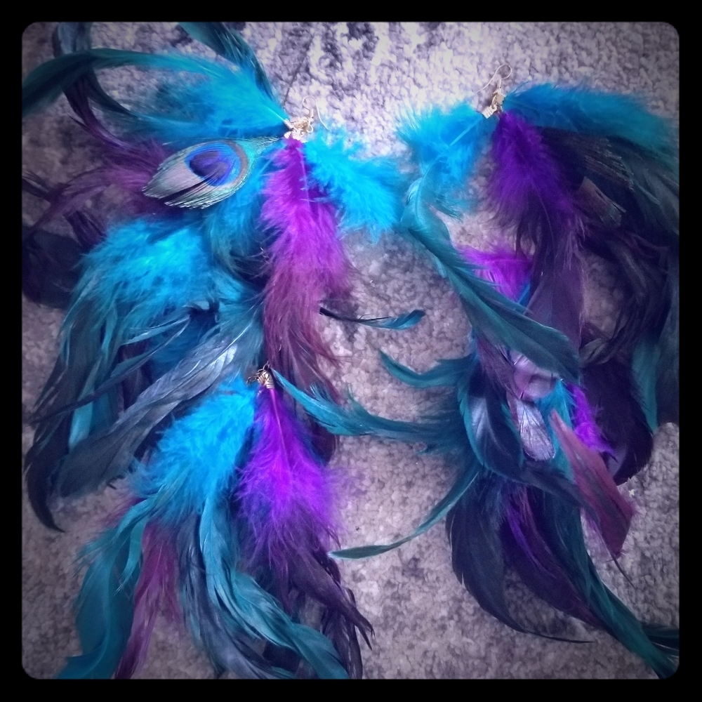 Large peacock earrings